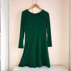 Ann Taylor Emerald Ruffled Green Dress